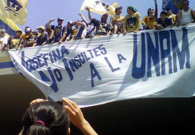 Porra de Pumas pide a Josefina no insultar a la UNAM