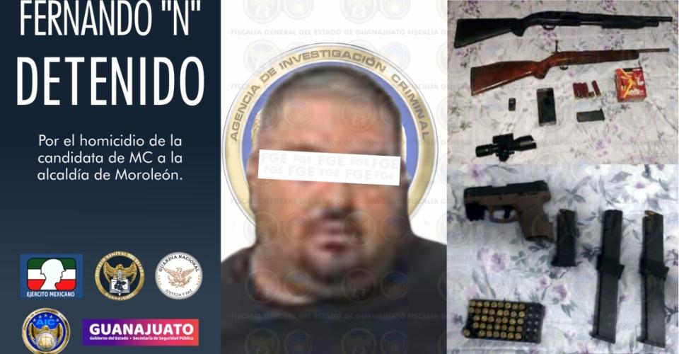 Detienen en Guanajuato al presunto homicida de la candidata de MC en Moroleón