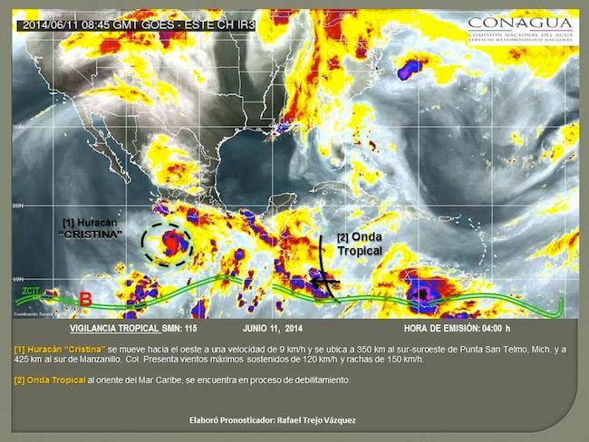 <i>Cristina</i> ya es huracán; provocará lluvias intensas en el Pacífico