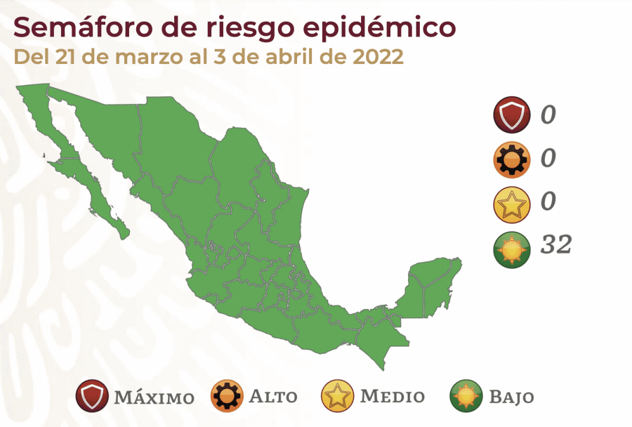 Semáforo COVID en verde: las 32 entidades del país pasarán a ese color a partir del lunes