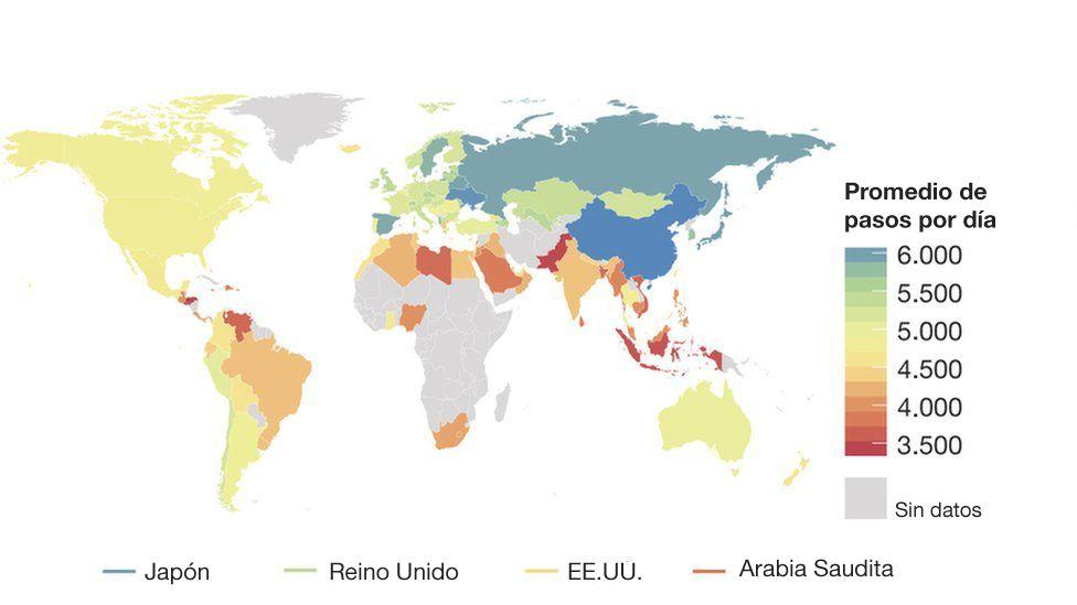 Cuáles son los países con los habitantes más y menos activos del mundo