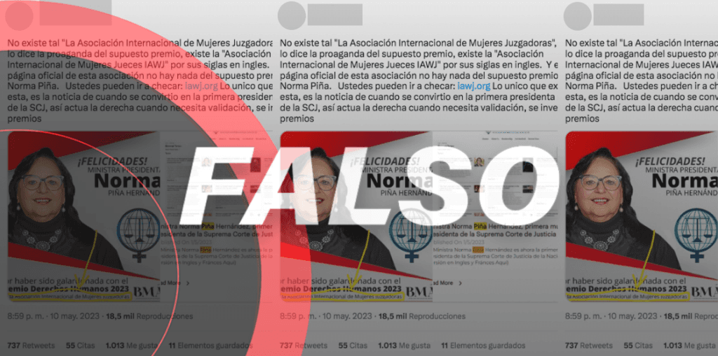 Es falso que inventaran un premio para la ministra Norma Piña