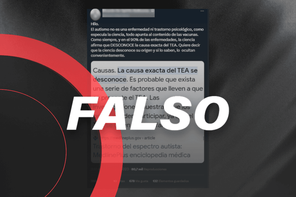 Las vacunas no ocasionan autismo, esta publicación en redes desinforma