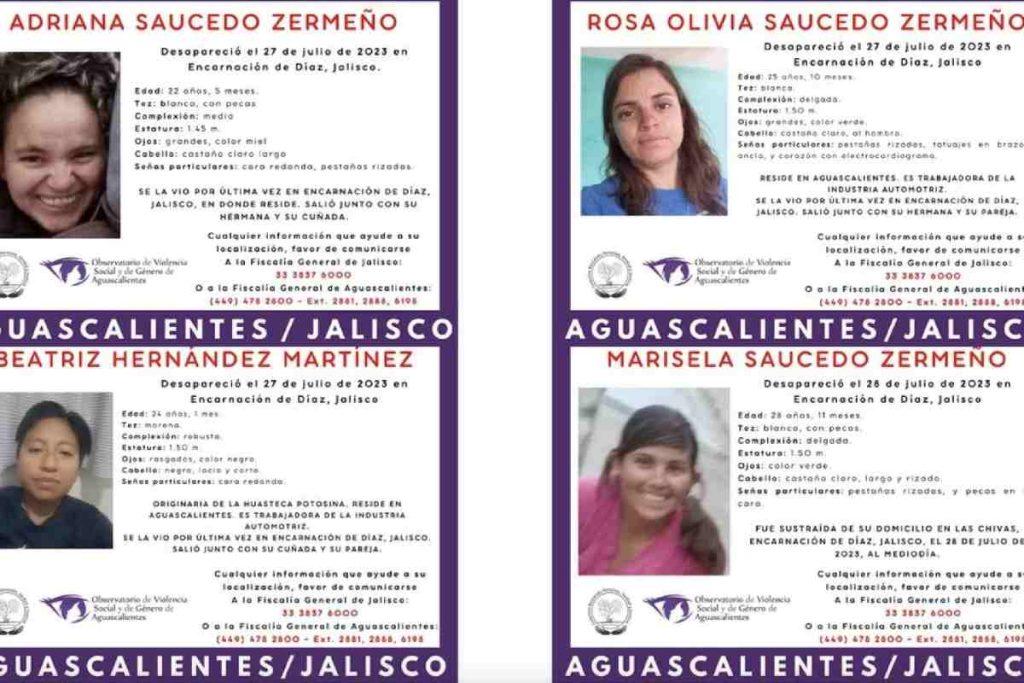 Cuatro mujeres están reportadas desaparecidas en Encarnación de Díaz, Jalisco; tres son hermanas