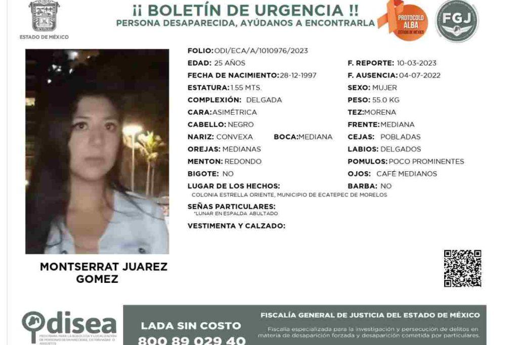 Montserrat Juárez, joven desaparecida en el Edomex, fue encontrada sin vida en la CDMX