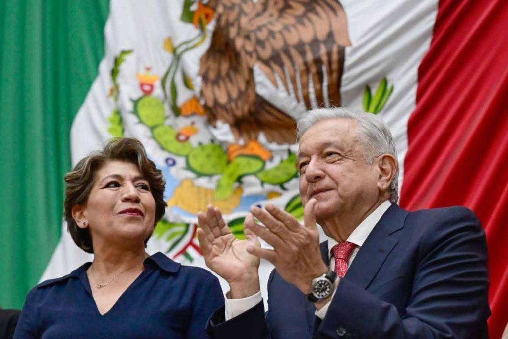 AMLO reconoce a Del Mazo y Peña Nieto en toma de protesta de Delfina Gómez en Edomex