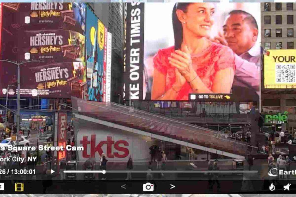 PAN denuncia ante el INE a Sheinbaum y Morena por publicidad en Times Square