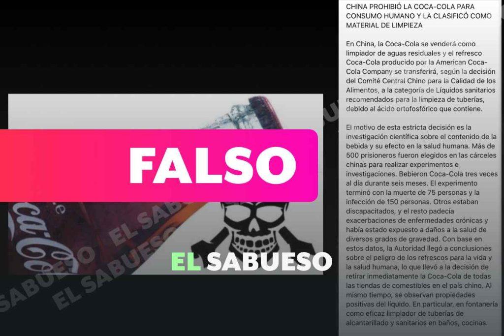 Es falso que China prohibiera a la gente tomar Coca-Cola
