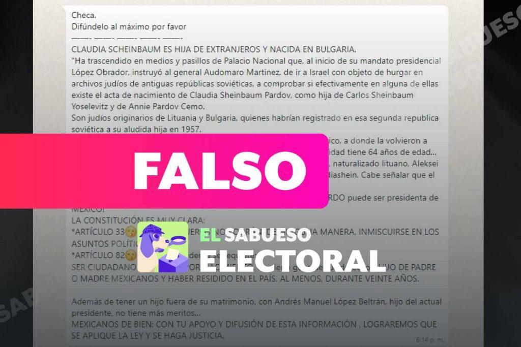 ¿Claudia Sheinbaum nació en Bulgaria? Falso, acta muestra que es mexicana