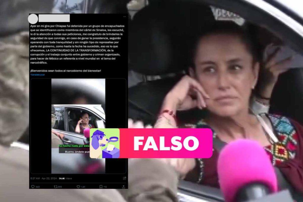 Sheinbaum no dijo que permitirá al Cártel de Sinaloa operar en Chiapas; cuenta en X la suplanta