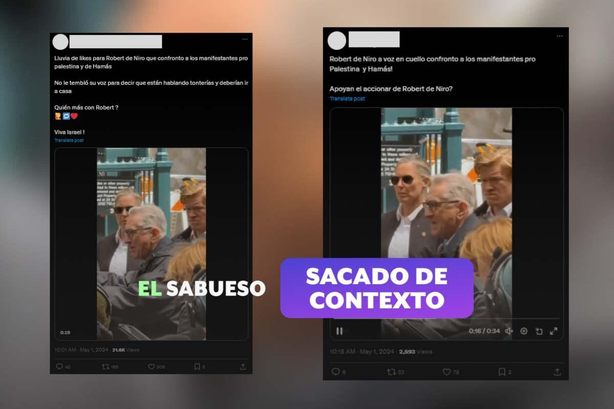 Robert De Niro no confrontó a manifestantes pro-palestina; video muestra al actor en ensayo de una serie