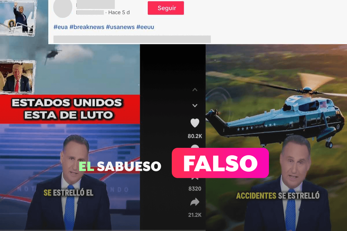 Es falso que se estrelló un helicóptero en el que viajaba el presidente de Estados Unidos