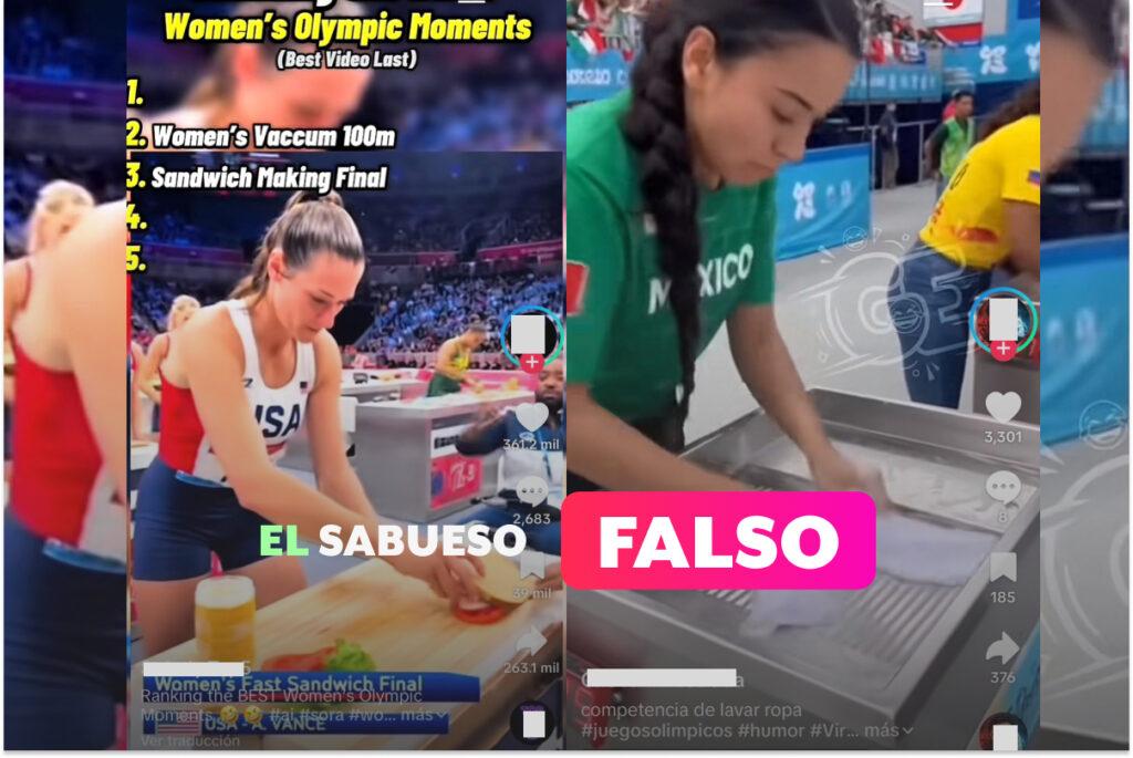 Es falso que existan los Juegos Olímpicos que premian a mujeres por lavar ropa o cargar despensa