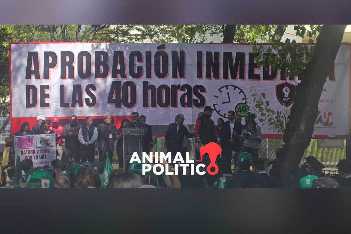 Frente Nacional por las 40 horas y grupos sindicales protestan fuera del Senado; señalan que reforma no tiene consenso sindical