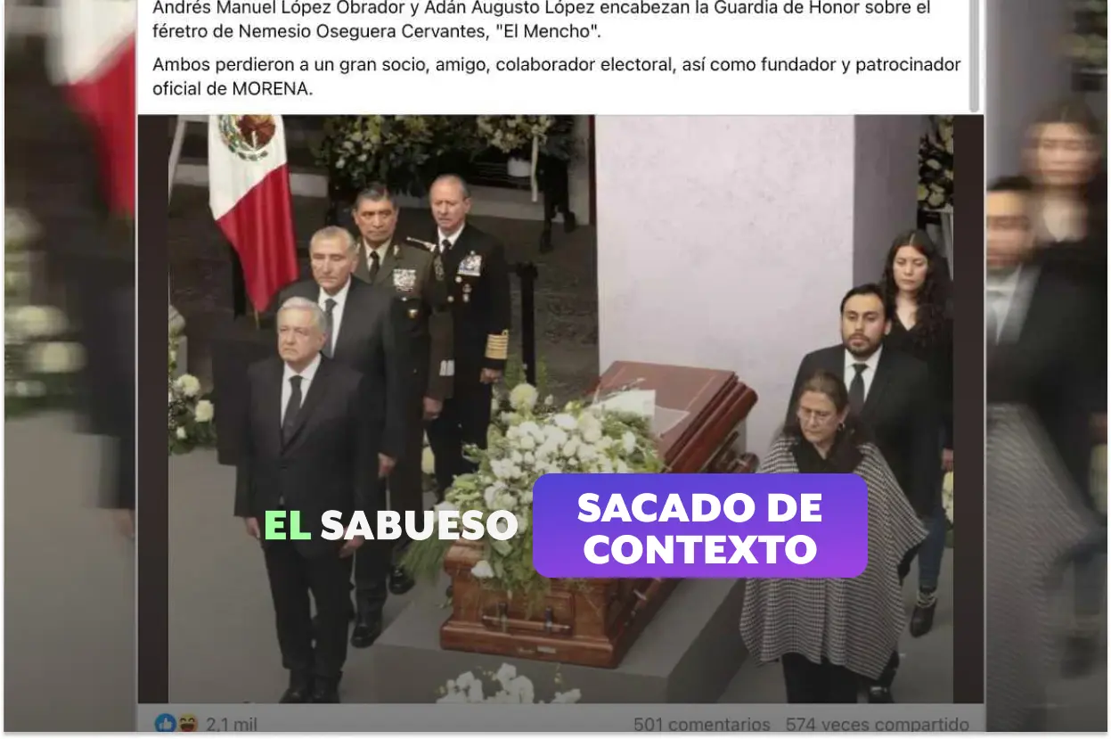 AMLO no encabezó la guardia de honor de “El Mencho”; la imagen corresponde al funeral de Barbosa